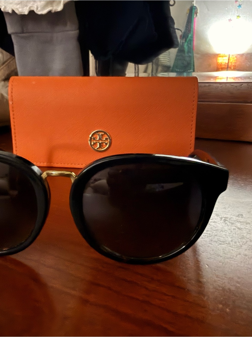 Tory Burch Black Sunglasses with Orange Case